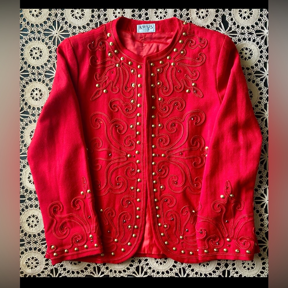 Red Vintage Beaded Jacket